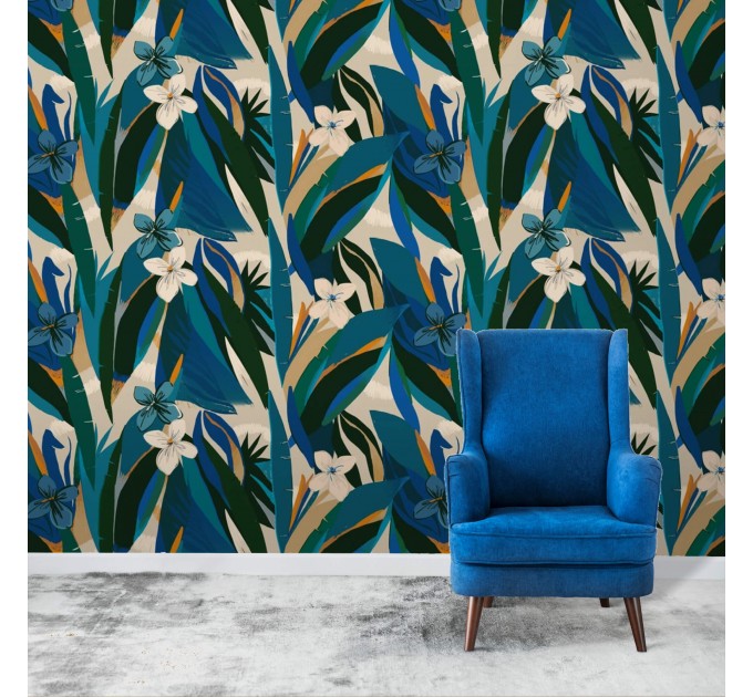 Tropical wallpaper colorful leaves and flowers