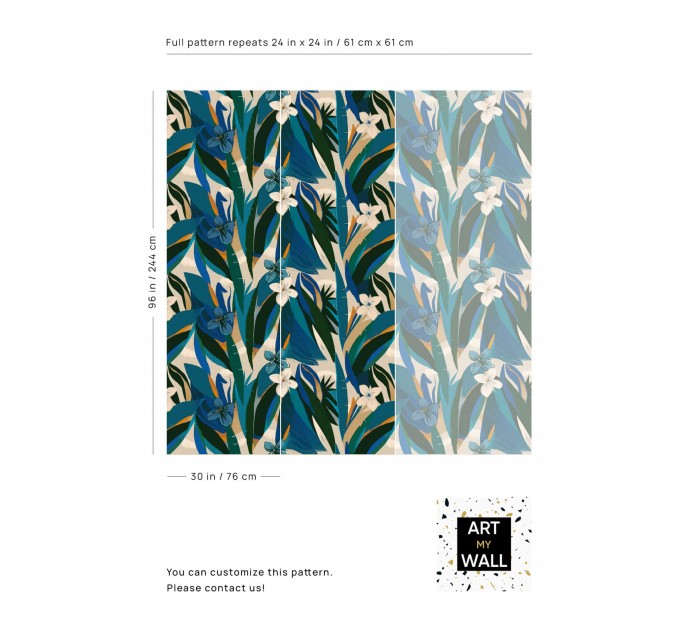 Tropical wallpaper colorful leaves and flowers