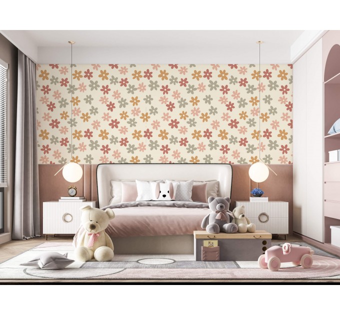 Pastel floral wallpaper Kids room baby girl nursery