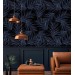 Tropical wallpaper Dark blue large palm leaves