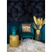 Tropical wallpaper Dark blue large palm leaves