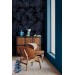 Tropical wallpaper Dark blue large palm leaves