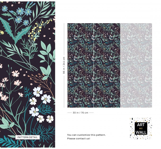 Dark botanical wallpaper, floral vintage design