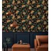 Dark floral wallpaper vintage style flowers and leaves