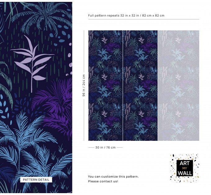 Dark blue tropical wallpaper vibrant palms