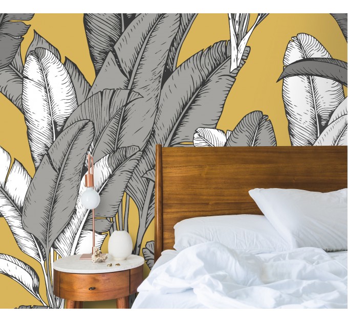 Tropical banana leaves wallpaper – modern botanical design