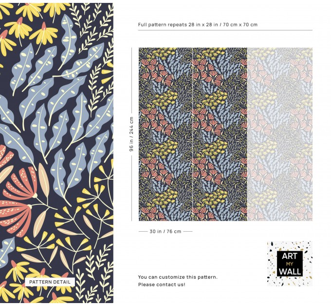 Colorful botanical floral wallpaper – nature-inspired design