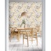 Vintage botanical wallpaper mustard yellow gray floral