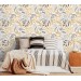Vintage botanical wallpaper mustard yellow gray floral