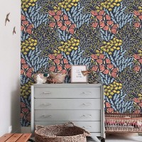 Colorful botanical floral wallpaper – nature-inspired design