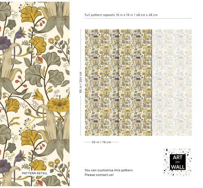 Vintage botanical wallpaper herbs and flowers