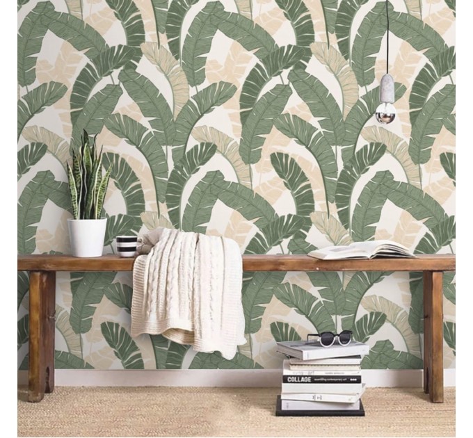 Large banana leaves wallpaper tropical design