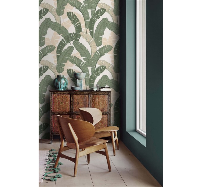 Large banana leaves wallpaper tropical design