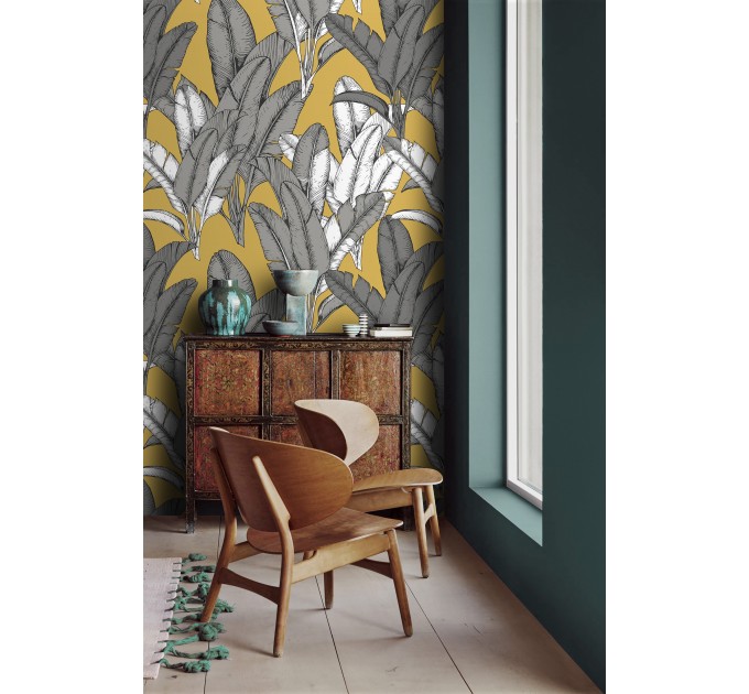 Tropical banana leaves wallpaper – modern botanical design
