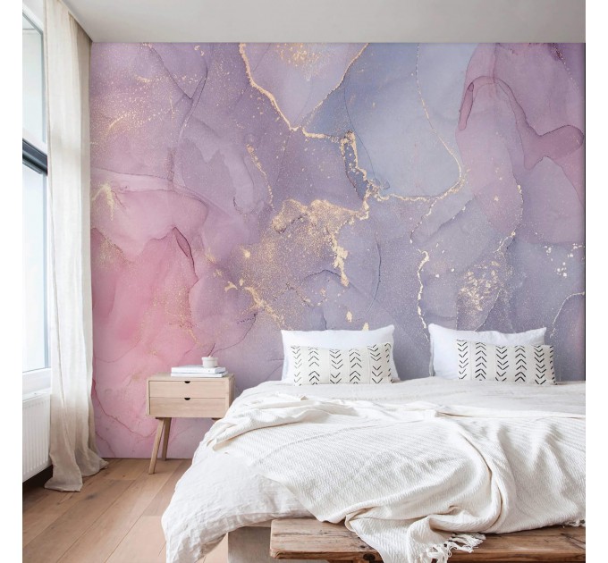 Abstract wallpaper pink purple gold non metallic wall mural