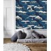 Wallpaper cranes dark navy blue wall covering