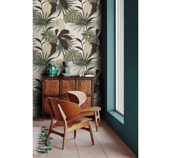Floral wallpaper tropical large flowers