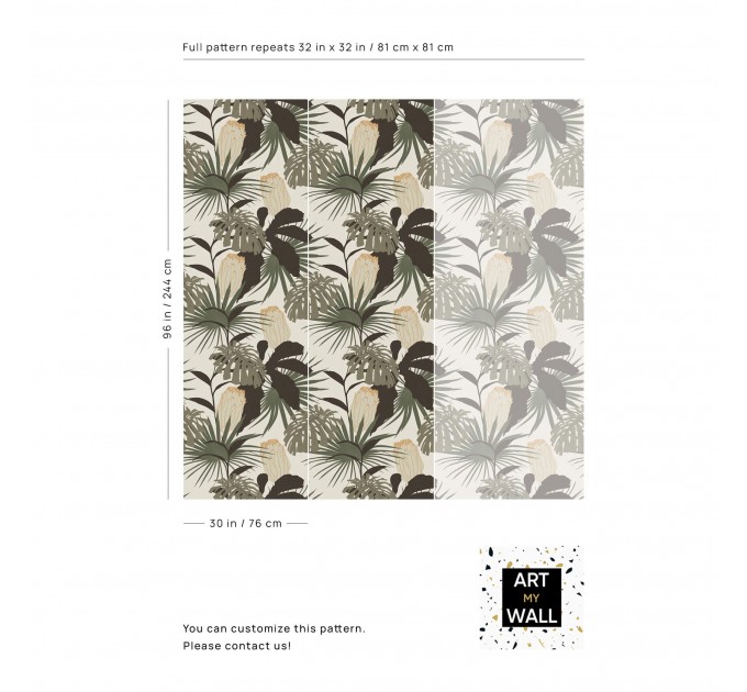 Floral wallpaper tropical large flowers