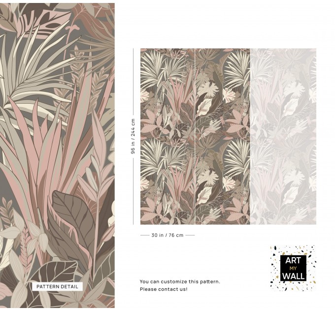 Tropical wallpaper large leaves and flowers