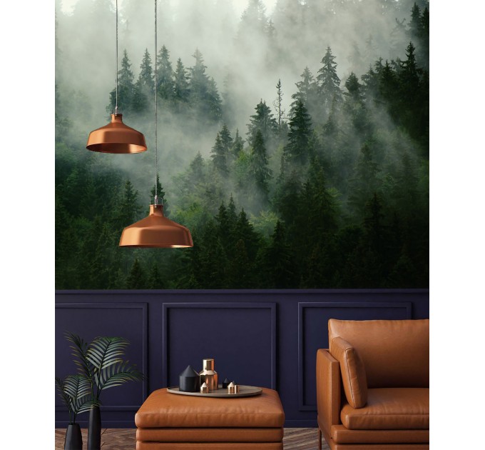 Foggy forest wallpaper mural landscape