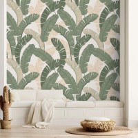 Large banana leaves wallpaper tropical design