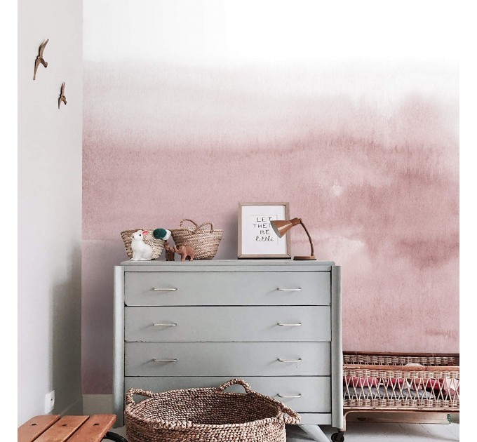 Abstract wallpaper watercolor dusty pink art wall mural