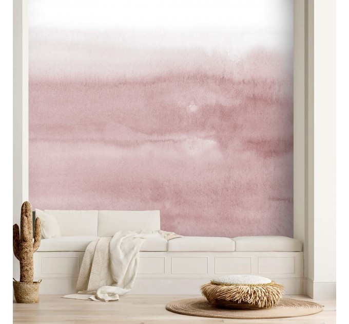 Abstract wallpaper watercolor dusty pink art wall mural