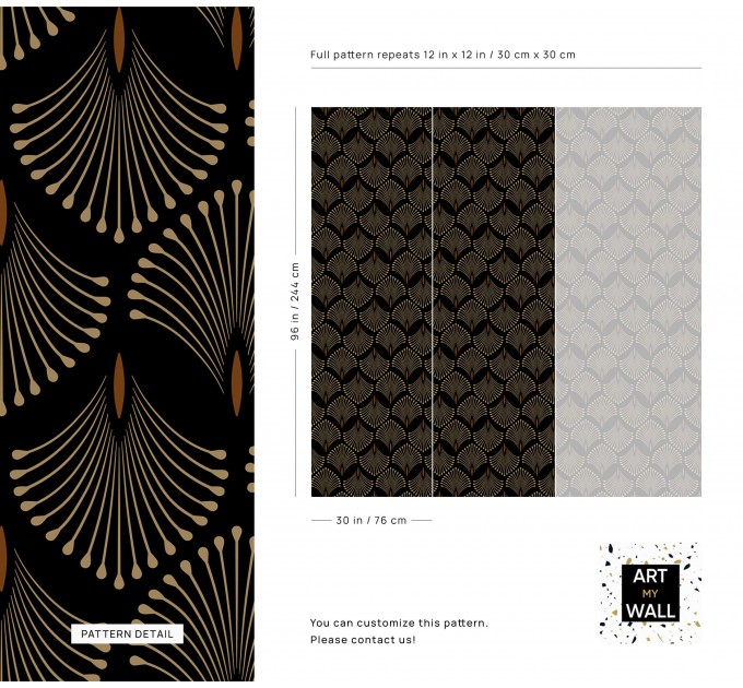 Dark art deco wallpaper petals elegant accent wall