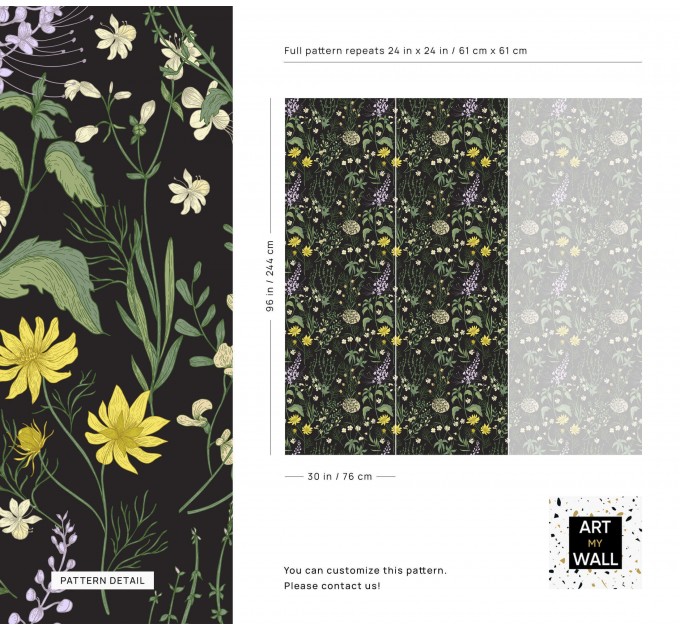 Dark moody wallpaper wildflowers and herbs