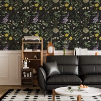 Dark moody wallpaper wildflowers and herbs