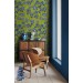 Floral wallpaper irises blue green botanical accent wall