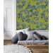 Floral wallpaper irises blue green botanical accent wall
