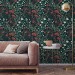 Dark floral wallpaper vintage style flowers on dark