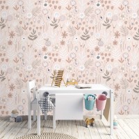 Floral pastel wallpaper Baby girl nursery room