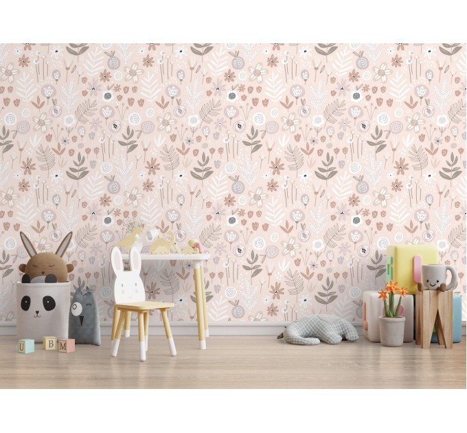 Floral pastel wallpaper Baby girl nursery room