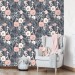 Floral accent wallpaper, girls bedroom decor