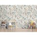 Floral meadow wallpaper, watercolor wildflowers and herbs