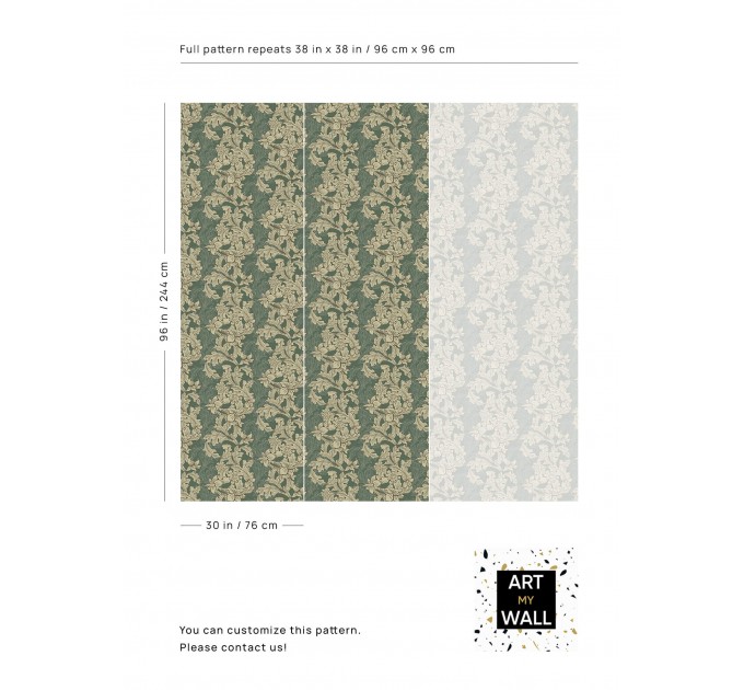 Vintage botanical damask wallpaper – Floral ornate design