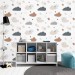 Nursery wallpaper, cute clouds for baby's boy room