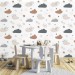Nursery wallpaper, cute clouds for baby's boy room