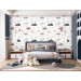 Nursery wallpaper, cute clouds for baby's boy room