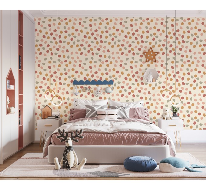 Nursery wallpaper baby girl room polka dot design