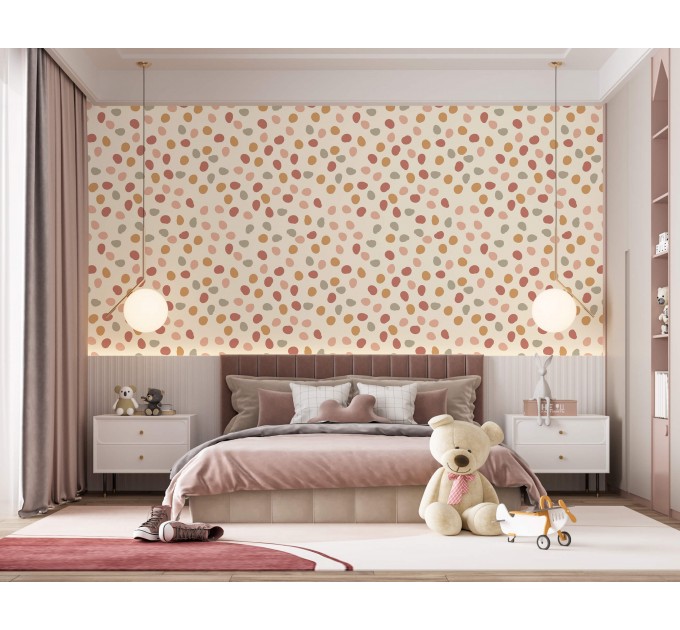 Nursery wallpaper baby girl room polka dot design