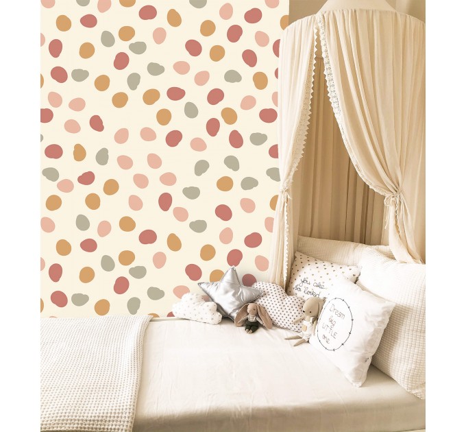 Nursery wallpaper baby girl room polka dot design