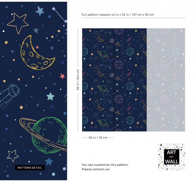 Space wallpaper baby boy room planets and stars
