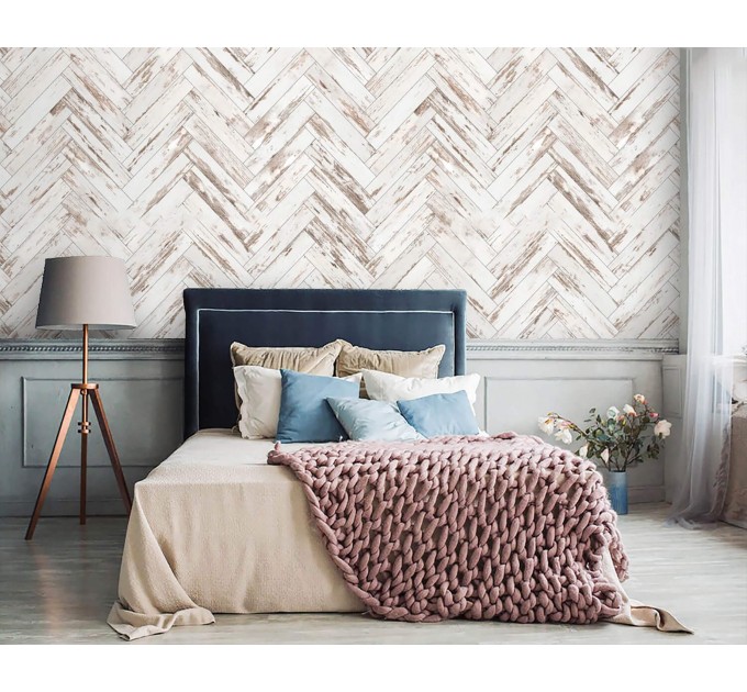 Wallpaper distressed wood planks