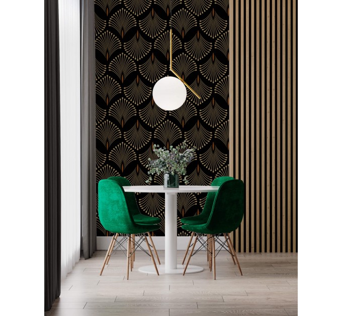 Dark art deco wallpaper petals elegant accent wall