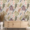 Botanical wallpaper herbs and fern leaves