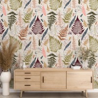 Botanical wallpaper herbs and fern leaves