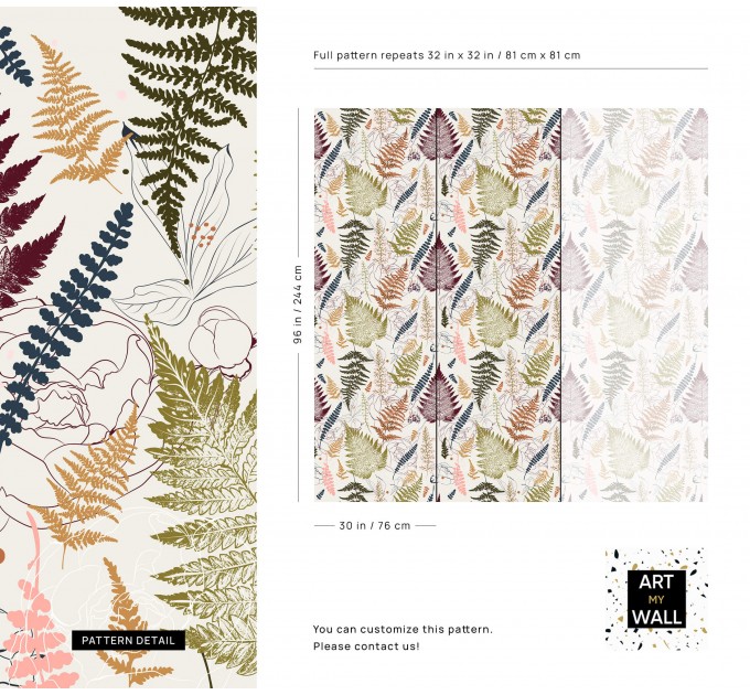 Botanical wallpaper herbs and fern leaves